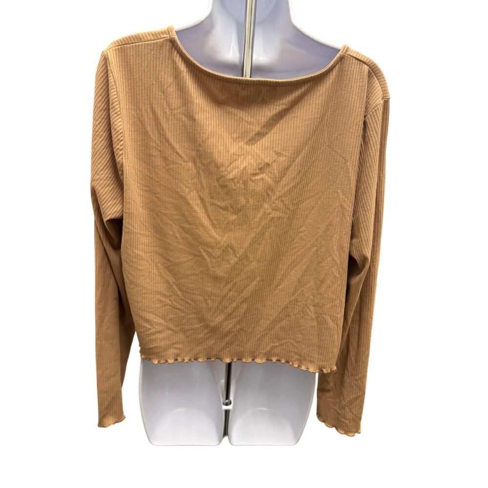 Primark Womens XL Cardigan Blue Long Sleeve Tie Tan Brown Hem Shawl - Picture 3 of 4